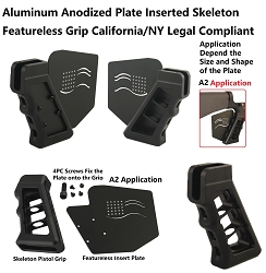 California Featureless Buttstock  Aluminum Skeleton Pistol Grip Conversion Kits, Insertion Plate Type, A2 Right Hand Model