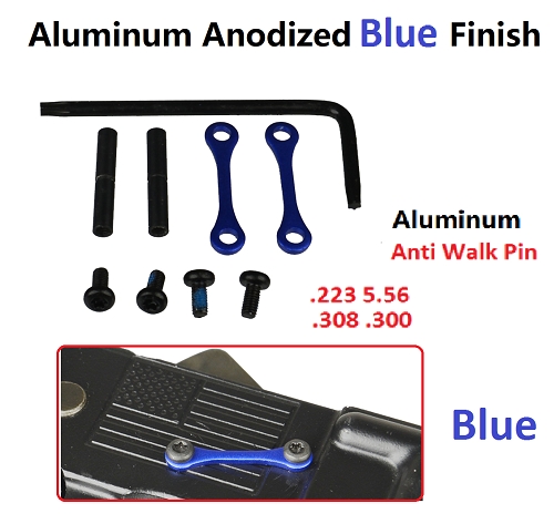 New  Anti Walk Pins 2 Aluminum Side Plates Anodized Blue 2 Locking Pins Non Rotating Kit 