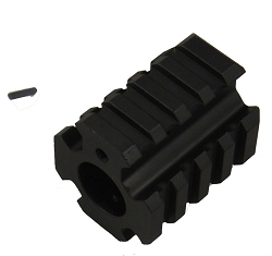 Low Profile Quad Rail Gas Block with Picatinny Rails on Four Sides, Aluminum Anodized Black