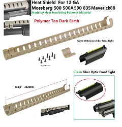 Tan Dark Earth Polymer Heat Insulation Shield For Mossberg 12 GA 500, 500A, 590, 835, Maverick 88 