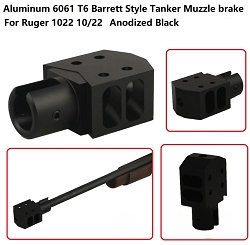 Ruger 1022 Slip Over Alminum 6061 T6 Tanker Style Muzzle Brake Anodized Black