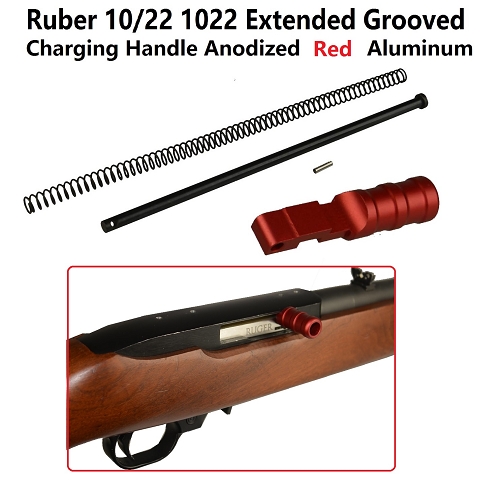 Round Aluminum Anodized Red Extended Charging Handle For .22LR Ruger 10 22 10/22 