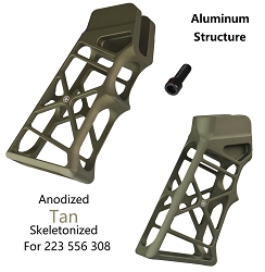 AR-15 Aluminum 6061 T6 Skeletonized G2 Pistol Grip Anodized Tan Ultra Light For .223 5/56 .308 