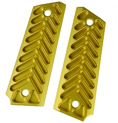 Half Cut Skeleton Gold Anodized Aluminum 1911 Grips Fit Gov. and Clones