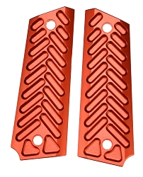 Half Cut Skeleton Red Anodized Aluminum 1911 Grips Fit Gov. and Clones